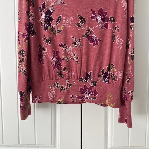 Apt.9 Lightweight Long Sleeve Pullover Top Mauve with Floral Design Sz L - Picture 3 of 6
